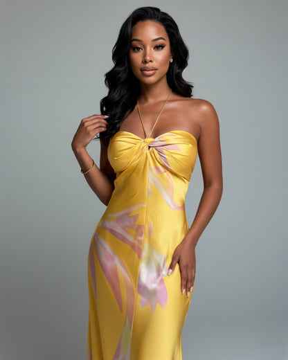 VEDA Halter Neck Sleeveles Maxi Dress