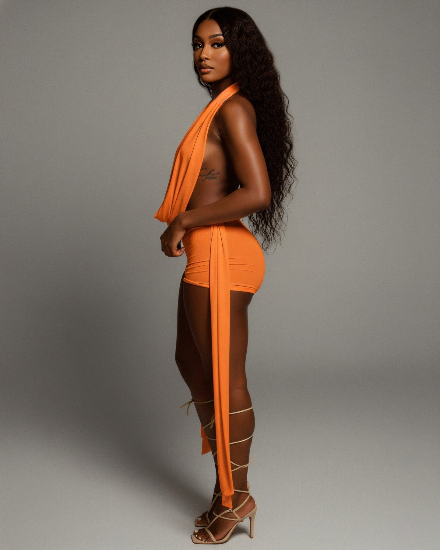 AVERILL Halter Top & Side Draped Shorts Set
